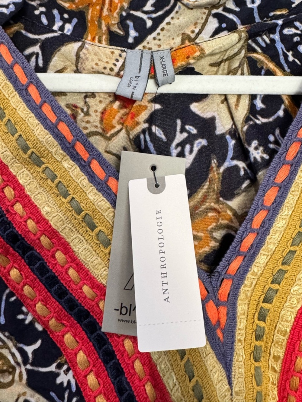 Bl^Nk London by Anthropologie Boho Floral Blouse XL Embroidered NWT - Picture 2 of 3